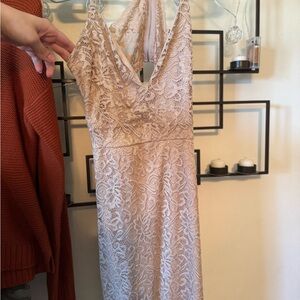 Dusty Rose Lace Backless Dress